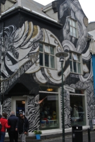One of the many street art buildings in Reykjavik